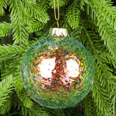 Изображение товара Ёлочный стеклянный шар Yancheng Shiny 8 см с орнаментом новогодний декор