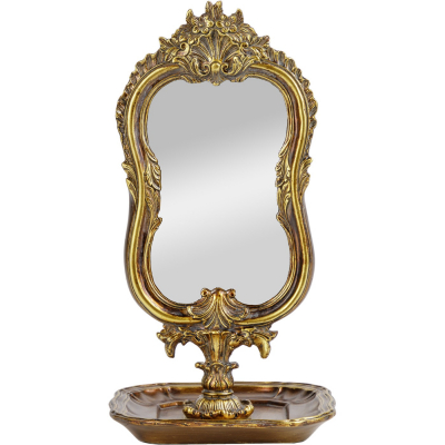 Изображение товара Зеркало настольное Glasar золотистое 15х15х27 см