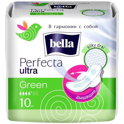 Изображение товара Прокладки Bella Green супертонкие с крылышками 10 шт гигиенические продукты
