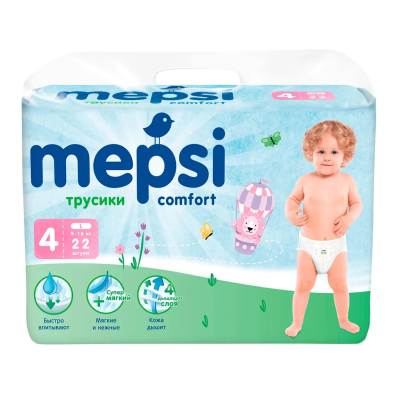 Изображение товара Трусики-подгузники Mepsi L для детей 9-16 кг 22 шт Изображение товара Трусики-подгузники Mepsi L для детей 9-16 кг 22 шт