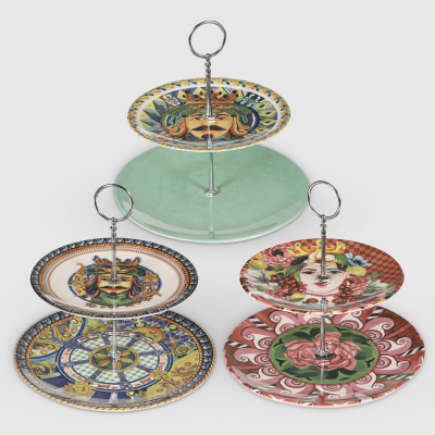 Изображение товара Двухъярусное блюдо из керамики Ad trend 25,5х24 см разнообразные цвета