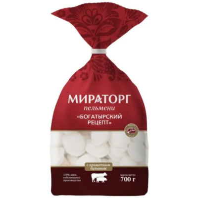 Изображение товара Пельмени Мираторг богатырский рецепт, 700 г Изображение товара Пельмени Мираторг богатырский рецепт, 700 г