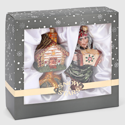 Изображение товара Набор ёлочных игрушек Snow and Stars Баба-яга и домик 2 шт