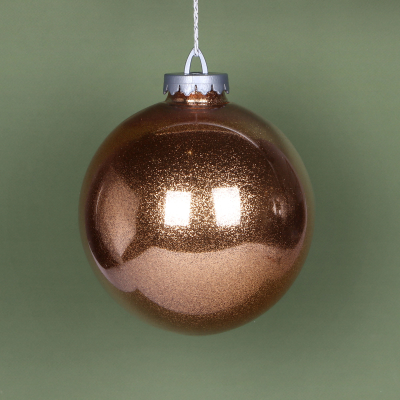 Изображение товара Игрушка ёлочная Bigdecor шар с глиттером темный шампань 20 см