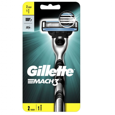 Изображение товара Станок для бритья Gillette Mach3 с двумя кассетами Изображение товара Станок для бритья Gillette Mach3 с двумя кассетами