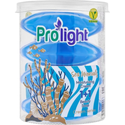 Изображение товара Мыло туалетное с увлажняющим кремом PROLIGHT Морские минералы 4х90 г