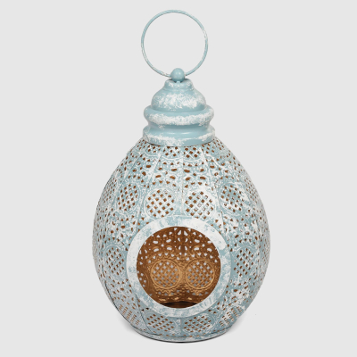 Изображение товара Подсвечник-фонарь Dekor pap, 20x20x19 см, белый и голубой