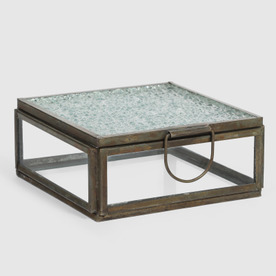 Изображение товара Декоративная коробка P.M. Overseas 15x15x6 см из металла и стекла