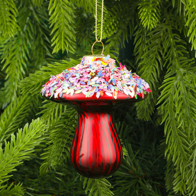 Изображение товара Стеклянный новогодний шар Yancheng Shiny красный 8х8х7 см елочные игрушки