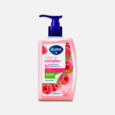 Изображение товара Крем-мыло AURA Vitamin complex с малиной 500 мл для рук и тела
