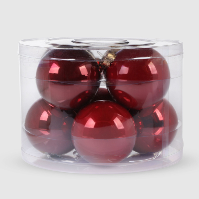 Изображение товара Набор ёлочных игрушек Linhai jinnuo красные шары 8 см - 8 шт.