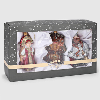 Изображение товара Набор ёлочных игрушек Snow and Stars Сказка о богатыре 3 шт Мультиколор стекло