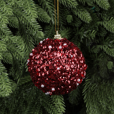Изображение товара Шар ёлочный Yiwu E-commerce Рождество бордовый 8 см