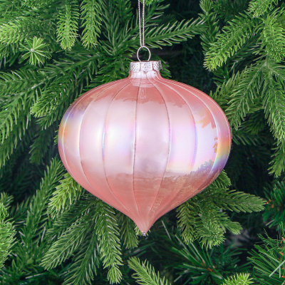 Изображение товара Игрушка ёлочная Yancheng Shiny Игрушка ёлочная Yancheng Shiny шар стеклянный розовый перламутровый 12 см
