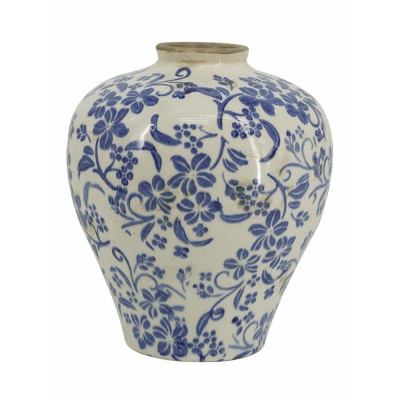 Изображение товара Элегантная керамическая ваза Glasar 20x20x23 см бело-синяя для интерьера