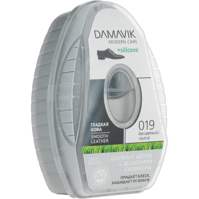 Изображение товара Щетка для обуви Damavik Silicone с дозатором для гладкой кожи бесцветная