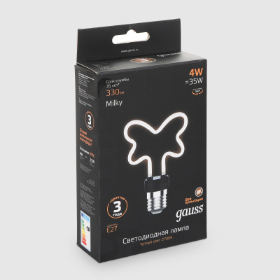 Изображение товара Лампа Gauss Filament Artline Butterfly 4W 330lm 2700К Е27 LED Изображение товара Лампа Gauss Filament Artline Butterfly 4W 330lm 2700К Е27 LED
