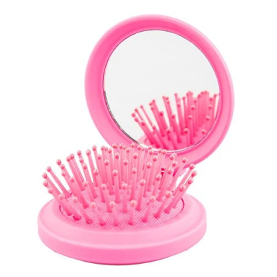 Изображение товара Массажная мини щётка для волос Lady Pink Basic с зеркальцем розовая для путешествий Изображение товара Массажная мини щётка для волос Lady Pink Basic с зеркальцем розовая для путешествий