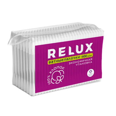 Изображение товара Ватные палочки Relux в пакете 400 шт для гигиены и ухода за кожей