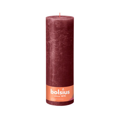 Изображение товара Свеча столбик Bolsius rustic красный бархат 30х10 см декоративная свеча для интерьера