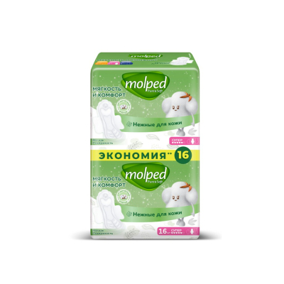 Изображение товара Прокладки Molped Pure Soft Duo 16 шт не ароматизированные мягкие дышащие Изображение товара Прокладки Molped Pure Soft Duo 16 шт не ароматизированные мягкие дышащие