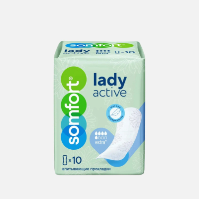 Изображение товара Прокладки Somfort Lady Active Extra 10 шт дневные анатомические защитные гигиенические изделия