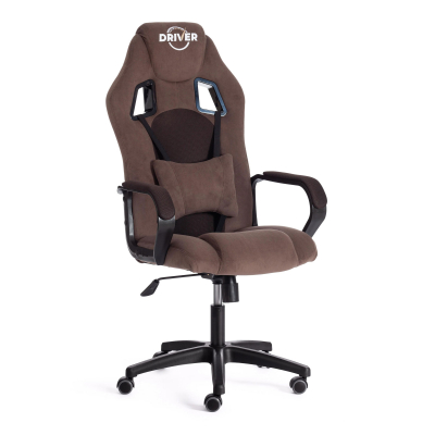 Изображение товара Игровое компьютерное кресло TC Driver флок коричневое, регулируемое, комфортное Изображение товара Игровое компьютерное кресло TC Driver флок коричневое, регулируемое, комфортное