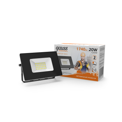 Изображение товара Gauss Elementary 20 Вт прожектор IP65 3000K черный Изображение товара Gauss Elementary 20 Вт прожектор IP65 3000K черный