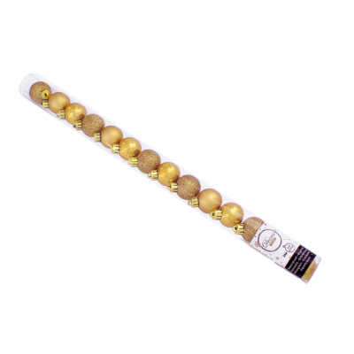 Изображение товара Набор елочных шариков Kaemingk 3 см 14 шт золотистых для новогоднего украшения