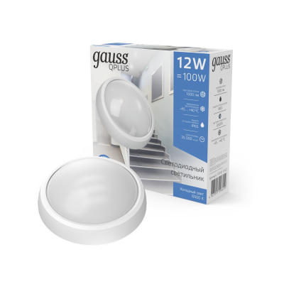 Изображение товара Светильник Gauss круглый ip65 12w 6500k