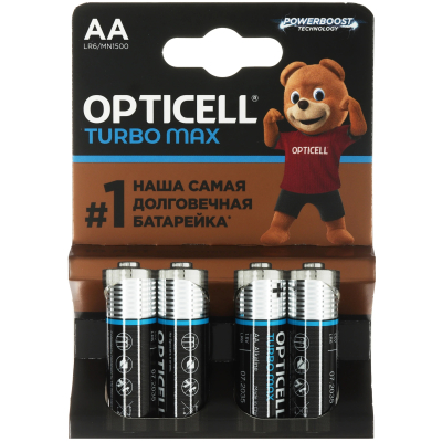 Изображение товара Батарейки Opticell Turbo Max AA 4 шт надежный источник энергии Изображение товара Батарейки Opticell Turbo Max AA 4 шт надежный источник энергии
