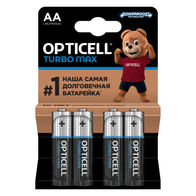 Изображение товара Батарейки Opticell Turbo Max AA 4 шт надежный источник энергии