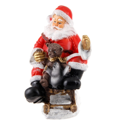 Изображение товара Декоративная новогодняя фигура Полиформ Дед Мороз на санях с мишкой 25 см