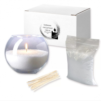 Изображение товара Декоративная насыпная свеча Свечной двор шар с подсвечником и фитилями