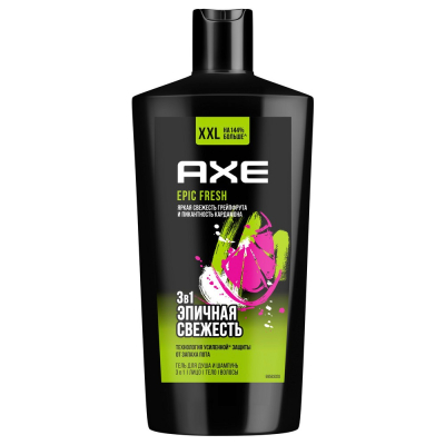 Изображение товара Гель для душа 3 в 1 Axe Epic Fresh 610 мл для мужчин с цитрусовым ароматом Изображение товара Гель для душа 3 в 1 Axe Epic Fresh 610 мл для мужчин с цитрусовым ароматом