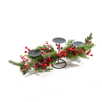 Изображение товара Подсвечник на 3 свечи Mercury NY 75x26x22 см зеленый и красный