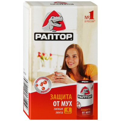 Изображение товара Липкая лента от мух Раптор, 4 шт