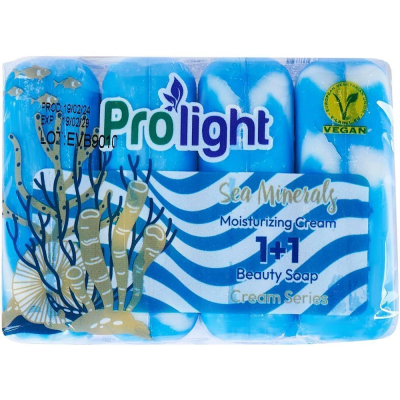 Изображение товара Туалетное мыло PROLIGHT 1+1 Морские минералы 4х80 г увлажняющее для рук Изображение товара Туалетное мыло PROLIGHT 1+1 Морские минералы 4х80 г увлажняющее для рук