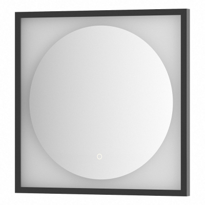 Изображение товара Зеркало Defesto Еclipse 60х60 12W черная рама, с LED-подсветкой, сенсорный выключатель, нейтральный свет DF 2221S