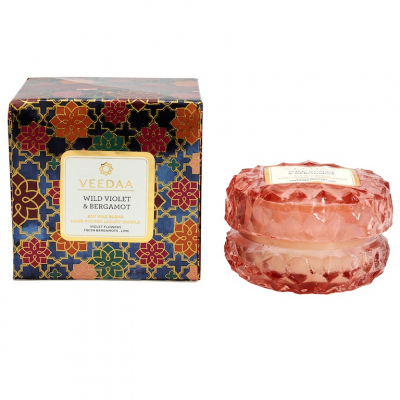 Изображение товара Ароматическая свеча Veedaa Wild Violet & Bergamot, соевый воск, 15 часов горения, Индия