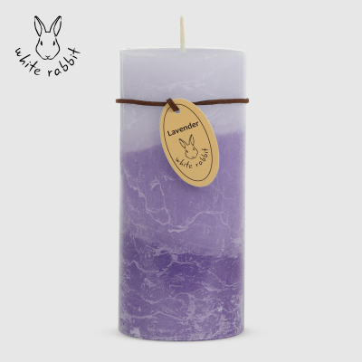 Изображение товара Свеча ароматическая трехцветная White Rabbit лаванда 7х15 см