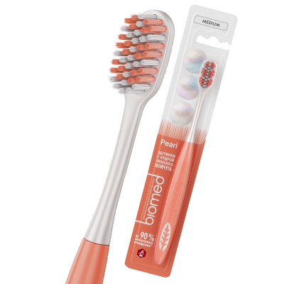 Изображение товара Зубная щетка BioMed Pearl white средняя мягкая для отбеливания и гигиены