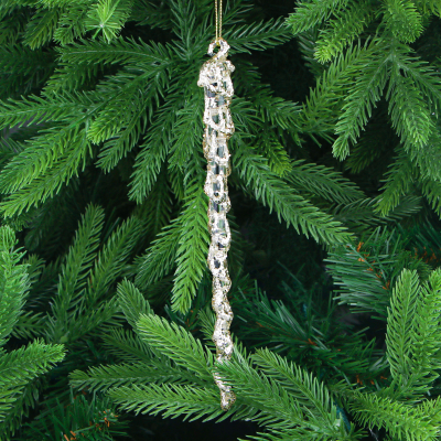 Изображение товара Стеклянная елочная игрушка сосулька с подвесом 20 см Yancheng Shiny