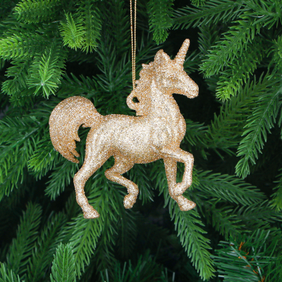 Изображение товара Игрушка ёлочная Christmas Wonderlan - единорог золотистый