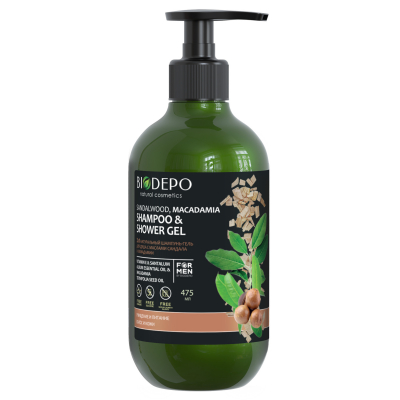 Изображение товара Гель и шампунь Biodepo с маслом сандала и макадами 475мл