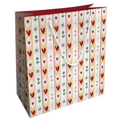 Изображение товара Подарочный пакет Be Smart Folk сердечки 32х32 см яркий и надежный