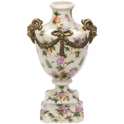 Изображение товара Ваза Wah Luen Handicraft 38 см из фарфора и металла белая