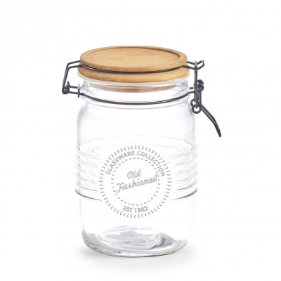 Изображение товара Банка с крышкой Zeller Old fashioned 1 л стекло натуральное дерево Германия