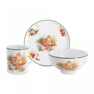 Изображение товара Набор детской посуды Imari Лисята, 3 предмета из фарфора Изображение товара Набор детской посуды Imari Лисята, 3 предмета из фарфора