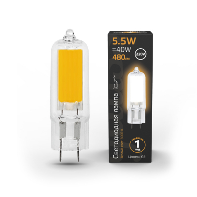 Изображение товара Лампа Gauss LED G4 5.5W 480lm 3000K для уютного освещения Изображение товара Лампа Gauss LED G4 5.5W 480lm 3000K для уютного освещения